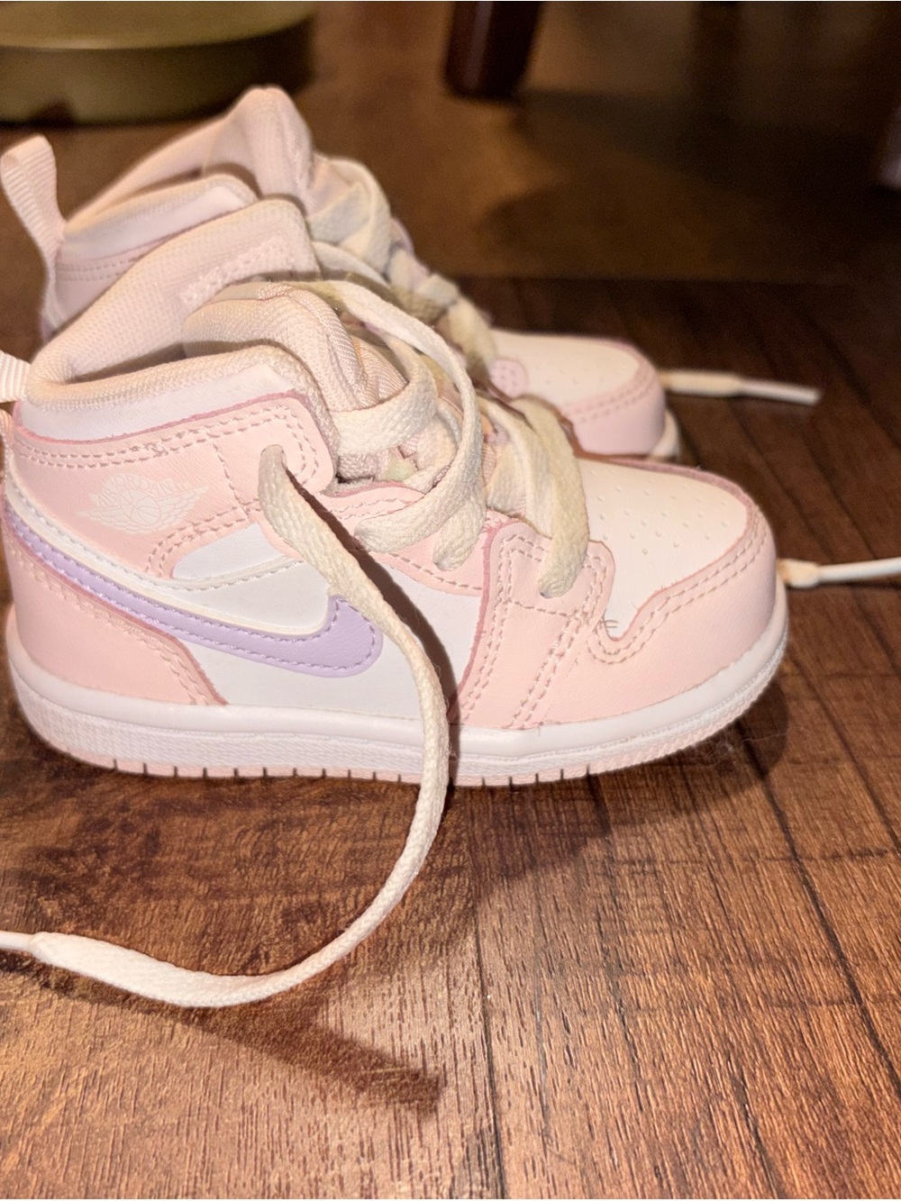 Jordan Kids Pink and Lavender High-Top Sneakers